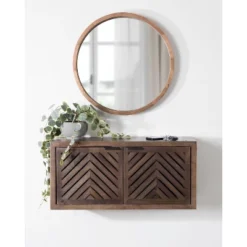 30" X 10" X 14" Mezzeta Decorative Coastal 2 Door Wall Cabinet Natural Wood - Kate & Laurel All Things Decor -Home Decor Store GUEST 9a0cf05c 78fa 48c5 8a22 f69a6d0c5e30