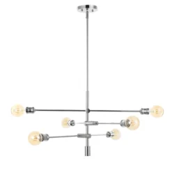 36" 6-Light Atlas Modern Vintage Iron Arm-Adjustable LED Chandelier Chrome - JONATHAN Y -Home Decor Store GUEST 9a93461b b6be 4001 adc1 de0e60eb0191
