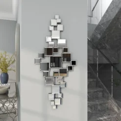 Glass Wall Mirror With Square Mirrors Silver - Novogratz -Home Decor Store GUEST 9dedfbd5 e02d 48b4 a5b1 741af5a441be