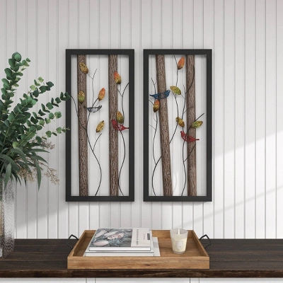 Set Of 2 Metal Bird Wall Decors With Real Wood Detailing Black - Olivia & May 5 Set Of 2 Metal Bird Wall Decors With Real Wood Detailing Black - Olivia & May - Image 3