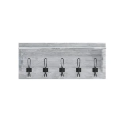 Emma And Oliver Rustic Country Wall Mounted Entryway Shelf With 5 Rustic Hooks And Wood Construction -Home Decor Store GUEST 9f152084 965d 4955 92dd 7e0b56f49599