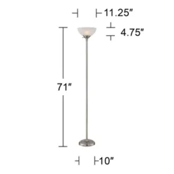 360 Lighting Maddox Modern Torchiere Floor Lamp 71" Tall Satin Nickel Silver Metal Alabaster Glass Shade For Living Room Bedroom Office House Home -Home Decor Store GUEST a0047fa0 6c59 4489 88e9 354319fdff4d