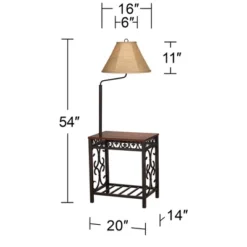 Regency Hill Travata Rustic Vintage Floor Lamp With End Table 54" Tall Bronze Scrollwork Swing Arm Burlap Fabric Empire Shade For Living Room Reading -Home Decor Store GUEST a2fd17f3 488b 45c5 a0cd abb6e816c8c1