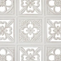 Wood Floral Carved Wall Decor White - Olivia & May -Home Decor Store GUEST a32134c7 ab34 44c5 9518 dad823bd5448