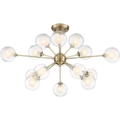 Possini Euro Design Modern Ceiling Light Semi Flush Mount Fixture Sputnik Brass 30 1/2" Wide 15-Light Double Glass Ball Hallway 12 Possini Euro Design Modern Ceiling Light Semi Flush Mount Fixture Sputnik Brass 30 1/2" Wide 15-Light Double Glass Ball Hallway -Home Decor Store GUEST a3344d35 d1d8 4a60 8f88 777e9a7f591d