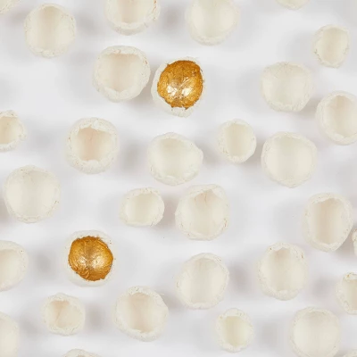 Paper Mache Geometric Handmade 3D Molded Art Shadow Box With Gold Accent And Wooden Frame White - The Novogratz 4 Paper Mache Geometric Handmade 3D Molded Art Shadow Box With Gold Accent And Wooden Frame White - The Novogratz - Image 2