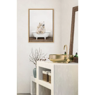 18" X 24" Sylvie Mother Baby Polar Bear Bath Framed Canvas By Amy Peterson Natural - Kate & Laurel All Things Decor 6 18" X 24" Sylvie Mother Baby Polar Bear Bath Framed Canvas By Amy Peterson Natural - Kate & Laurel All Things Decor - Image 4
