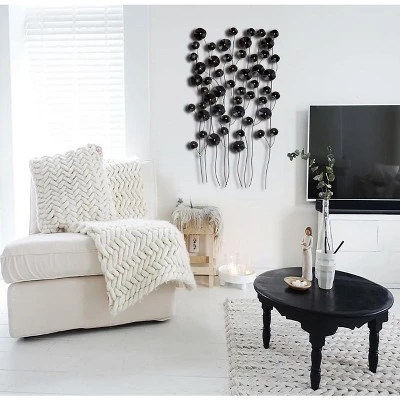 LuxenHome Black With Gold Flowers Abstract Metal Wall Art 7 LuxenHome Black With Gold Flowers Abstract Metal Wall Art - Image 5