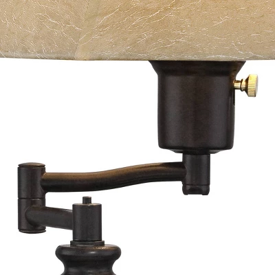 Regency Hill Traditional Swing Arm Desk Table Lamps 21.75" High Set Of 2 With USB Port Bronze Metal Faux Leather Shade For Living Room Bedroom 4 Regency Hill Traditional Swing Arm Desk Table Lamps 21.75" High Set Of 2 With USB Port Bronze Metal Faux Leather Shade For Living Room Bedroom - Image 2