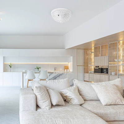 2pk 2-Light Crystal Glam Ceiling Flush Mount Pendants White - Lalia Home 4 2pk 2-Light Crystal Glam Ceiling Flush Mount Pendants White - Lalia Home - Image 2