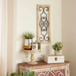 Wood Scroll Window Inspired Wall Decor With Metal Scrollwork Relief White - Olivia & May -Home Decor Store GUEST aa52ab15 9a46 4898 bc0a 631e5a33f16d