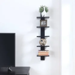 Spine Wall Book Shelves Stylish And Functional Black - Proman Products