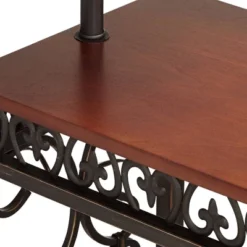 Regency Hill Travata Rustic Vintage Floor Lamp With End Table 54" Tall Bronze Scrollwork Swing Arm Burlap Fabric Empire Shade For Living Room Reading -Home Decor Store GUEST aaf3853a 9cd9 4090 836d 5eba6c8663ec