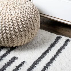 Petra Stripe Geometric Shag Area Rug - JONATHAN Y -Home Decor Store GUEST ae14c28e bc9d 4d7f 811c f639a40a5fea