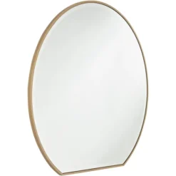 Noble Park Round Flat Bottomed Vanity Decorative Wall Mirror Modern Beveled Edge Matte Gold Frame 31 1/2" Wide For Bathroom Bedroom Living Room House -Home Decor Store GUEST b0da762a 2c4f 48bc 8b1e 61515f954843