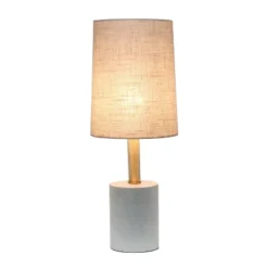 Concrete Table Lamp With Linen Shade Antique Brass - Lalia Home