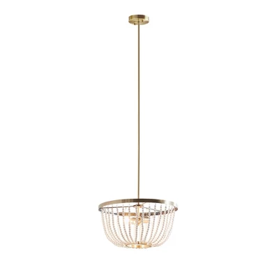 Melrose 2-Light Beaded Chandelier Antique Brass/White - Hampton Hill 5 Melrose 2-Light Beaded Chandelier Antique Brass/White - Hampton Hill - Image 3