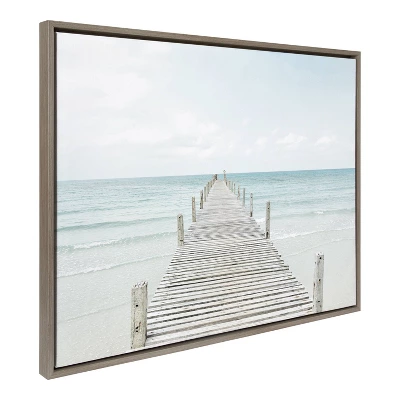 28" X 38" Sylvie Wooden Pier On Beach Framed Canvas Gray - Kate & Laurel All Things Decor 3 28" X 38" Sylvie Wooden Pier On Beach Framed Canvas Gray - Kate & Laurel All Things Decor