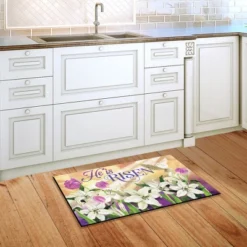 He Is Risen Lilies Easter Doormat Religious Indoor Outdoor 30" X 18" Briarwood Lane -Home Decor Store GUEST b7049881 ae0a 4bc0 946a 1cbc48caf788
