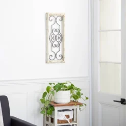Wood Scroll Window Inspired Wall Decor With Metal Scrollwork Relief White - Olivia & May -Home Decor Store GUEST ba22df93 25b8 4e77 9d84 62d0a749bc3c