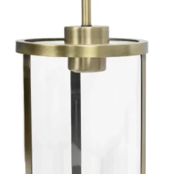 1-Light 9.25" Modern Farmhouse Adjustable Hanging Cylindrical Clear Glass Pendant Fixture With Metal Accent - Lalia Home -Home Decor Store GUEST bbc8c717 682a 4752 9037 173428c42892