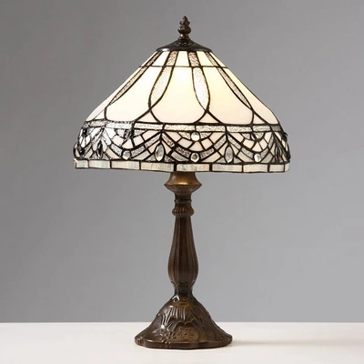 12" X 12" 18" Tiffany Style Table Lamp White/Brown - Warehouse Of Tiffany 3 12" X 12" 18" Tiffany Style Table Lamp White/Brown - Warehouse Of Tiffany