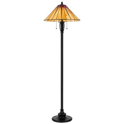 61" Metal/Resin Floor Lamp With Tiffany Art Glass Shade Black - Cal Lighting 4 61" Metal/Resin Floor Lamp With Tiffany Art Glass Shade Black - Cal Lighting - Image 2