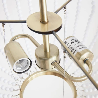 Melrose 2-Light Beaded Chandelier Antique Brass/White - Hampton Hill 8 Melrose 2-Light Beaded Chandelier Antique Brass/White - Hampton Hill - Image 6