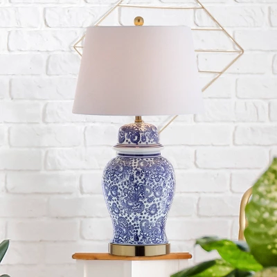 29.5" Ceramic Ellis Table Lamp (Includes LED Light Bulb) Blue - JONATHAN Y 6 29.5" Ceramic Ellis Table Lamp (Includes LED Light Bulb) Blue - JONATHAN Y - Image 4