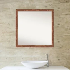 29" X 29" Non-Beveled Fresco Wood Bathroom Wall Mirror Light Pecan Brown - Amanti Art -Home Decor Store GUEST c382c879 cc9e 44e7 9ff3 03d1e52fd128