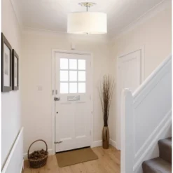 15" Marc Metal/Linen LED Semi-Flush Mount Chrome (Includes Energy Efficient Light Bulb) - JONATHAN Y -Home Decor Store GUEST c7343298 615e 46ed 8c0c 1fadbf57027b