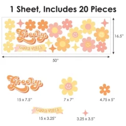 Big Dot Of Happiness Stay Groovy - Peel And Stick Boho Floral Home Decor Vinyl Wall Art Stickers - Wall Decals - Set Of 20 -Home Decor Store GUEST c748b028 06a8 411d b998 de775ec0bf8f