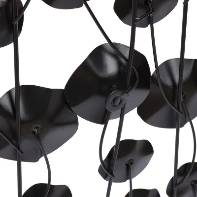 LuxenHome Black With Gold Flowers Abstract Metal Wall Art 5 LuxenHome Black With Gold Flowers Abstract Metal Wall Art - Image 3