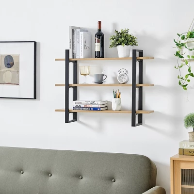 35.5" X 31.5" Rio 3 Tier Floating Bracket Wall Shelf Chestnut - Danya B. 4 35.5" X 31.5" Rio 3 Tier Floating Bracket Wall Shelf Chestnut - Danya B. - Image 2