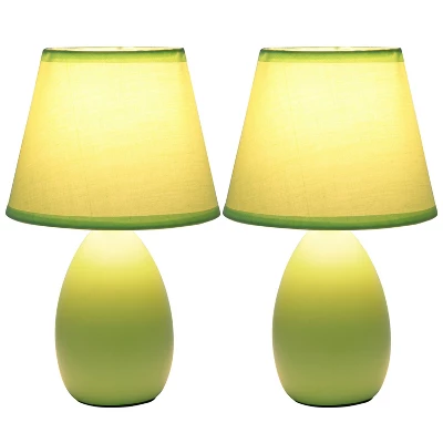 9.45" 2pk Petite Ceramic Oblong Bedside Table Desk Lamps With Matching Tapered Drum Shade Green - Creekwood Home 3 9.45" 2pk Petite Ceramic Oblong Bedside Table Desk Lamps With Matching Tapered Drum Shade Green - Creekwood Home