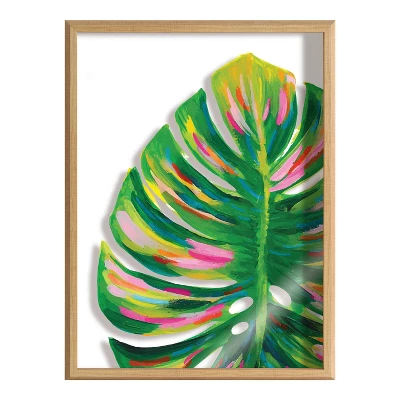 18" X 24" Blake Monstera Framed Printed Glass By Jessi Raulet Of Ettavee Natural - Kate & Laurel All Things Decor 3 18" X 24" Blake Monstera Framed Printed Glass By Jessi Raulet Of Ettavee Natural - Kate & Laurel All Things Decor