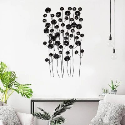 LuxenHome Black With Gold Flowers Abstract Metal Wall Art 8 LuxenHome Black With Gold Flowers Abstract Metal Wall Art - Image 6