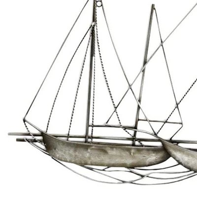 Stratton Home Decor Metal Sailboat Fleet Scene Intricate Hanging Wall Decor For Nautical, Ocean, Lakehouse, Or Eclectic Home Decor, Antique Silver 3 Stratton Home Decor Metal Sailboat Fleet Scene Intricate Hanging Wall Decor For Nautical, Ocean, Lakehouse, Or Eclectic Home Decor, Antique Silver