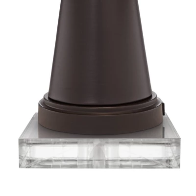 Franklin Iron Works Craig Rustic Farmhouse Table Lamps Set Of 2 With Square Risers 24 1/2" High Bronze With USB Charging Port Natural Shade For Desk 5 Franklin Iron Works Craig Rustic Farmhouse Table Lamps Set Of 2 With Square Risers 24 1/2" High Bronze With USB Charging Port Natural Shade For Desk - Image 3