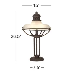 Franklin Iron Works Rustic Industrial Table Lamp 26 1/2" High With USB Dimmer Rust Bronze Haft Dome Glass Shade For Bedroom Living Room House Desk -Home Decor Store GUEST cc63de24 7dbe 418d 8499 816a49284172