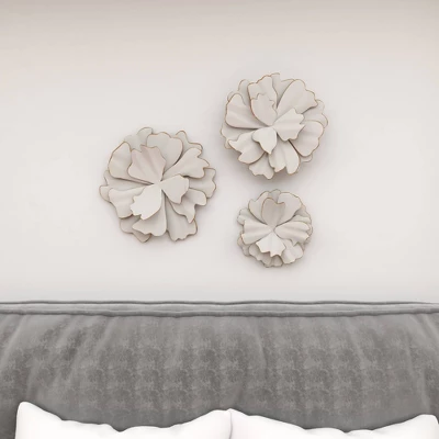 Modern Ornamental Wall Decor Set Of 3 White - Olivia & May 16 Modern Ornamental Wall Decor Set Of 3 White - Olivia & May - Image 14