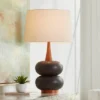 360 Lighting Amelia 28 3/4" Tall Mid Century Modern End Table Lamp Matte Black Ceramic Wood Single Living Room Bedroom Bedside Oatmeal Shade -Home Decor Store GUEST cfc1fb5a 0a7b 41d2 9251 4e75d04d4b65