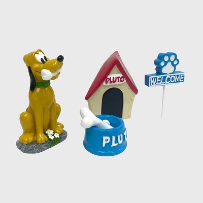 Disney 4pc Polyester/Stone Pluto Miniature Garden Set 3 Disney 4pc Polyester/Stone Pluto Miniature Garden Set