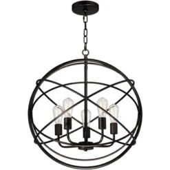 Franklin Iron Works Ellery Bronze Orb Foyer Pendant Chandelier 24 3/4" Wide Modern 5-Light LED Fixture For Dining Room House Kitchen Island Entryway -Home Decor Store GUEST d463f18c f7ed 463c 88ad 3f94c20a46e7