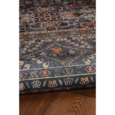 Washable Grant Rug Teal/Ivory - Linon 5 Washable Grant Rug Teal/Ivory - Linon - Image 3
