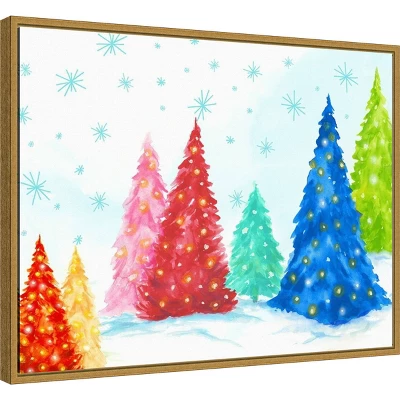24" X 18" Magic Christmas Trees I By PI Studio Framed Canvas Wall Art - Amanti Art 3 24" X 18" Magic Christmas Trees I By PI Studio Framed Canvas Wall Art - Amanti Art