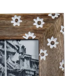 White Flower Pattern 4x6 Inch Wood Decorative Picture Frame - Foreside Home & Garden -Home Decor Store GUEST d51f80fd 5018 4f11 945c 83fa8422626f