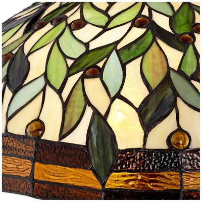 Robert Louis Tiffany Traditional Floor Lamp 60" Tall Bronze Tiffany Style Leaf Pattern Stained Glass Shade For Living Room Reading Bedroom 4 Robert Louis Tiffany Traditional Floor Lamp 60" Tall Bronze Tiffany Style Leaf Pattern Stained Glass Shade For Living Room Reading Bedroom - Image 2