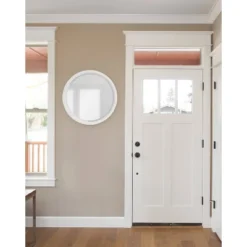 18" X 18" Hogan Round Framed Decorative Wall Mirror White - Kate & Laurel All Things Decor -Home Decor Store GUEST d6f18bb8 9732 4850 9096 b72755220df8