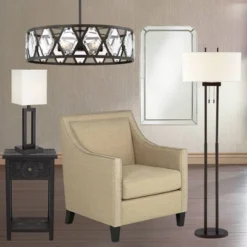 Franklin Iron Works Roscoe Modern Floor Lamp Standing 62" Tall Oil Rubbed Bronze Twin Pole White Drum Shade For Living Room Bedroom Office House Home -Home Decor Store GUEST d70b9f6e f33d 43b4 8582 ba99ff9cbf9a